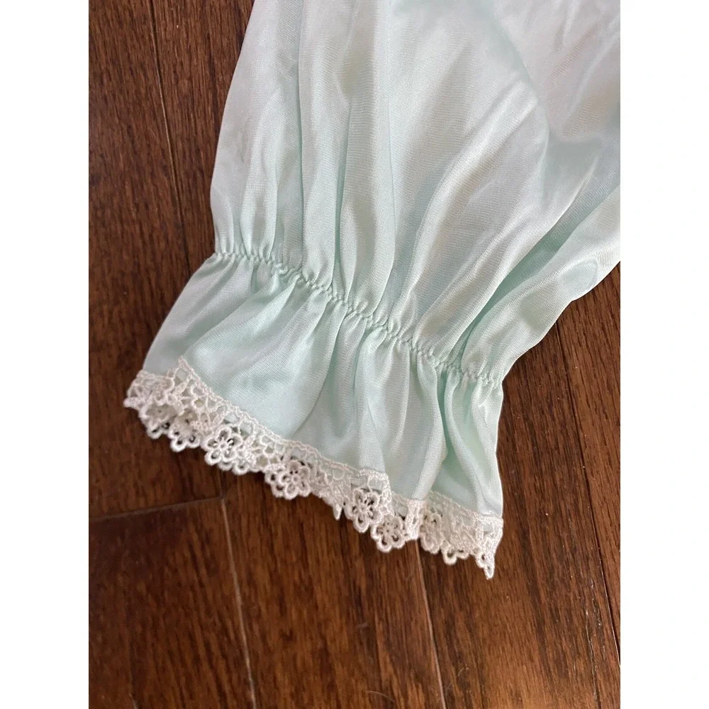 Vintage Shadowline Pastel Green‎ Peignoir Robe Medium Silky Full Length